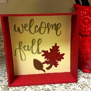 Welcome fall hand painted wooden box style home decor sign